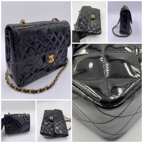 Authentic CHANEL Classic Mini Square Black Shoulder Bag Crossbody - GHW - Picture 7 of 17